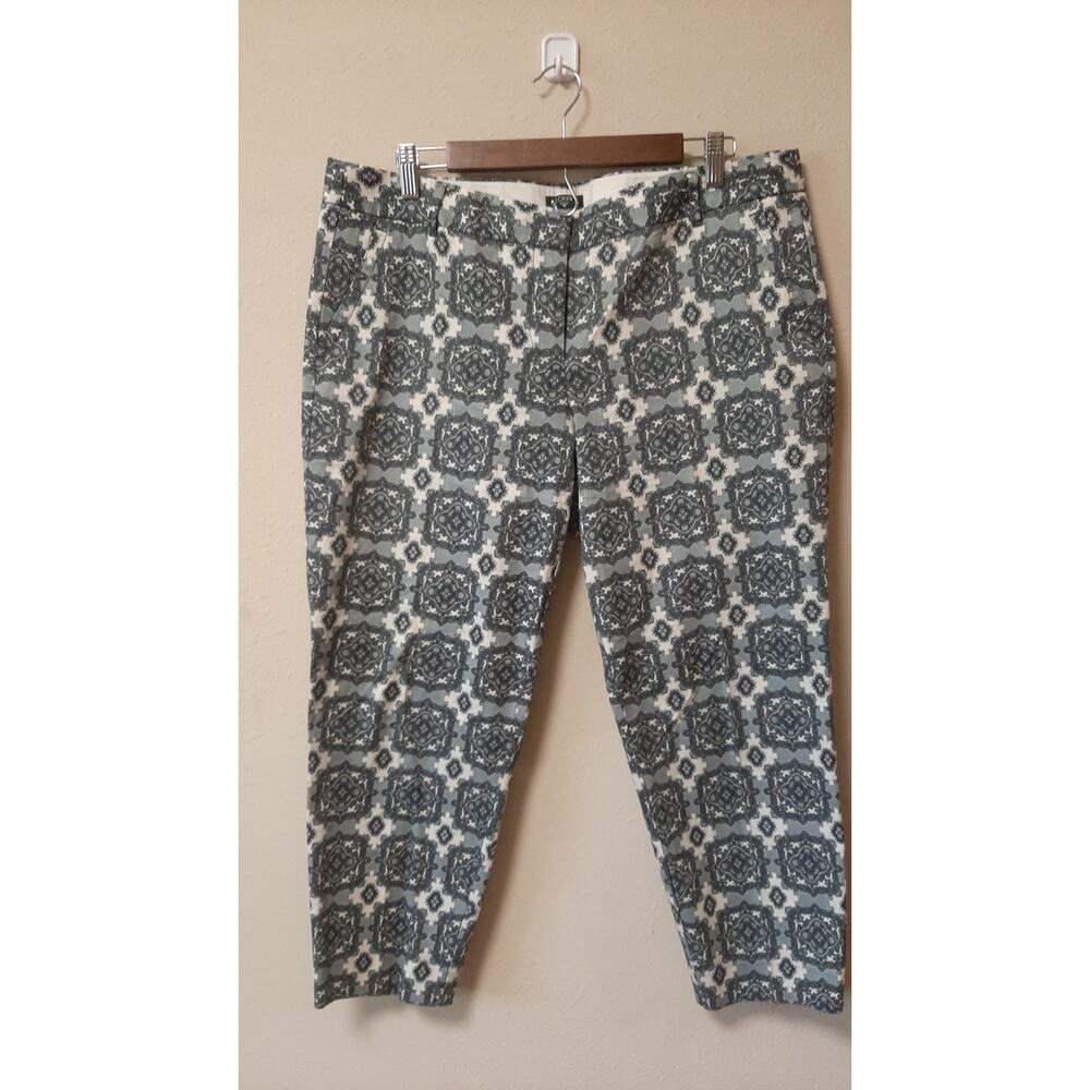J.Crew City Fit Gray/Multicolor Geometric Pattern Pants